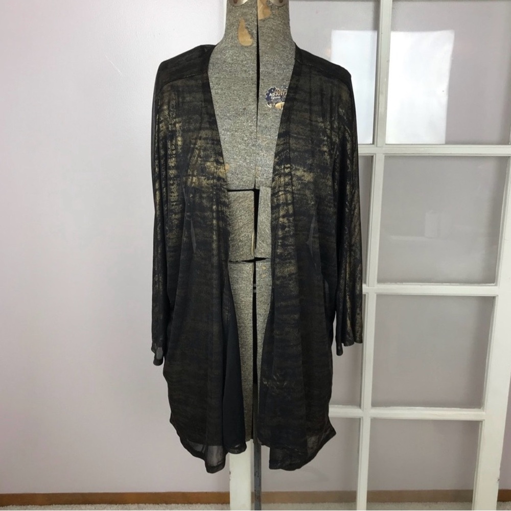 LuLaRoe Black w/ Gold Shimmer Cardigan (L)